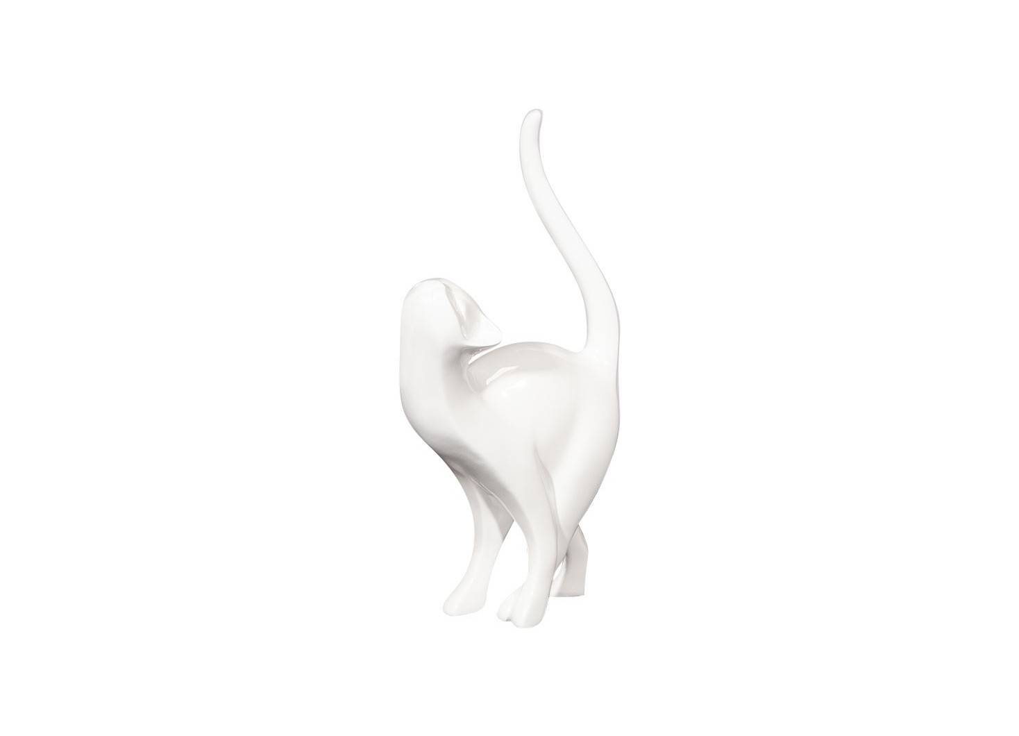 Statuette, Chat blanc en résine