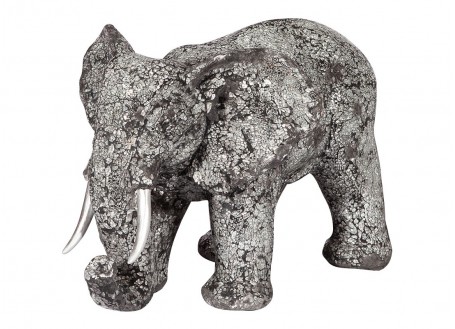 Statue of an elephant in clay and broken mirror/glass