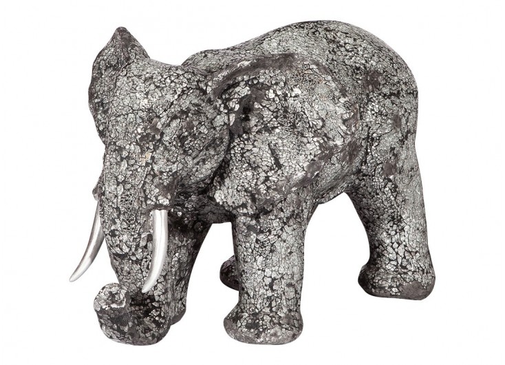 Elephant statue in clay and mirror 