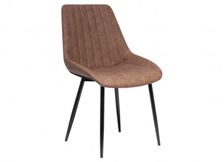 Chair with padded seat in brown imitation leather