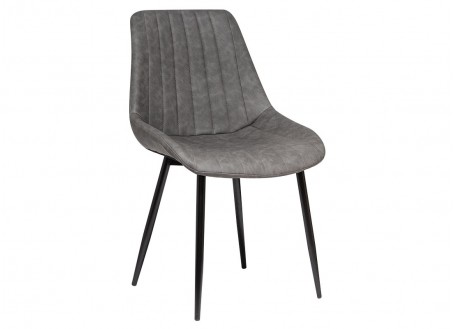 Chair with padded seat in grey imitation leather