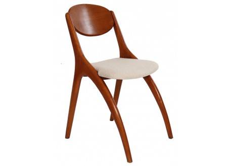 Chaise design scandinave en bois et tissu beige 