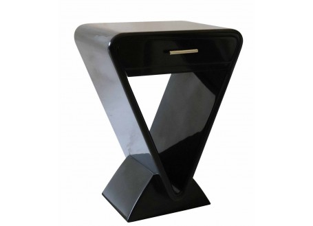 Black lacquered nightstand
