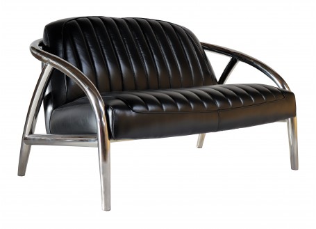 Quad sofa in black leather