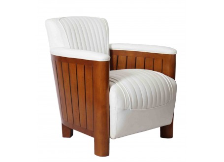 Cognac armchair - white leather