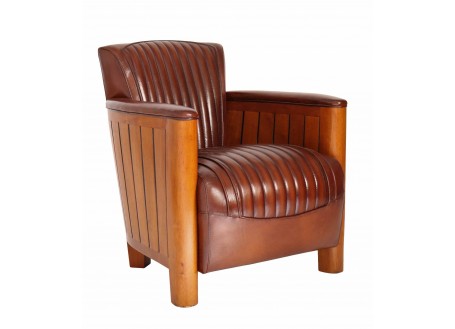 Fauteuil club Cognac - cuir marron