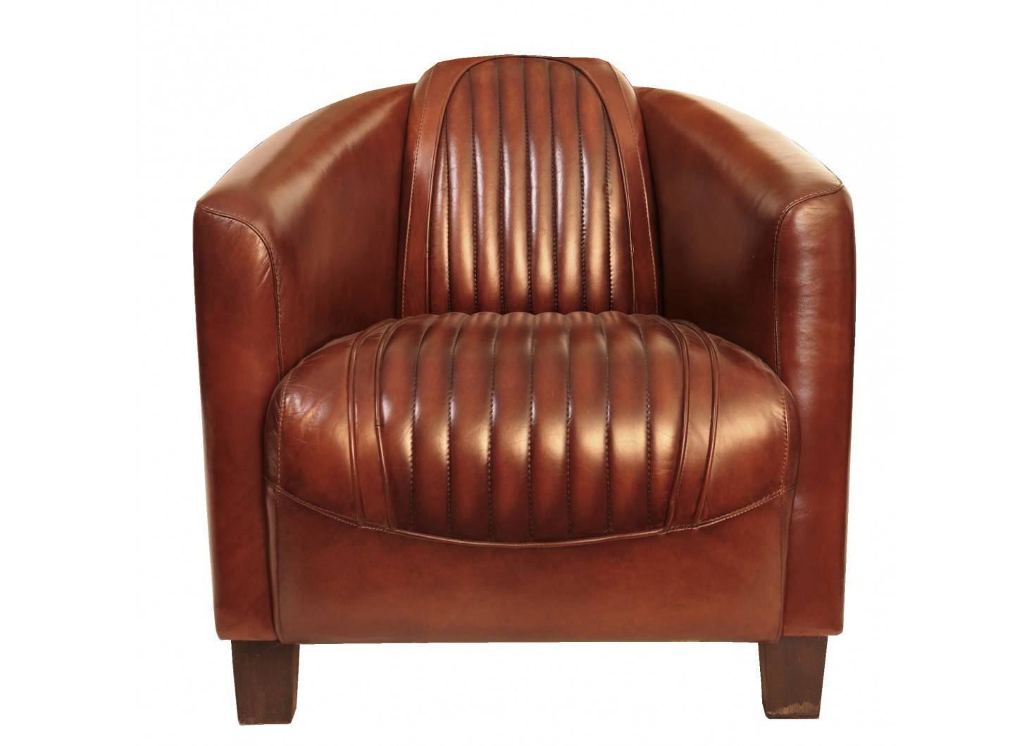 Fauteuil club Barquette Sport - Cuir marron