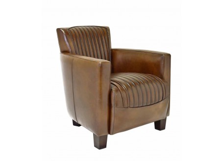 Nogent Sport armchair - Brown leather