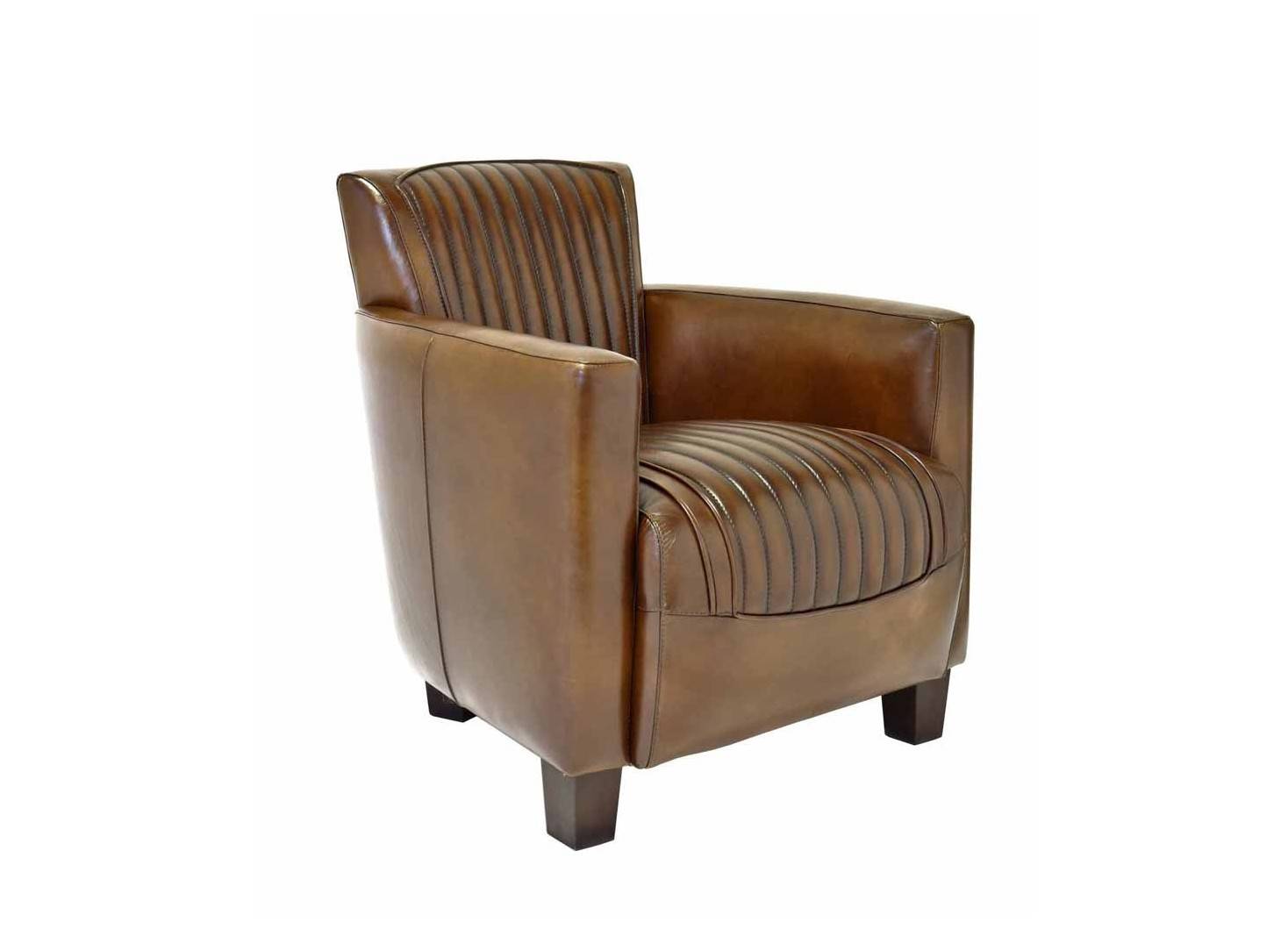 Fauteuil club Nogent sport - cuir marron