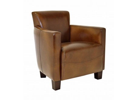 Nogent club armchair - Brown leather