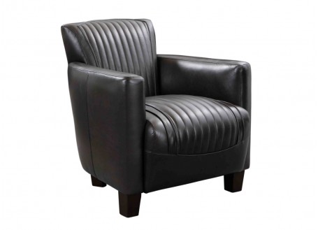 Fauteuil club Nogent sport - cuir noir