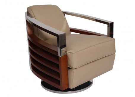 Madison swivel armchair - Beige leather