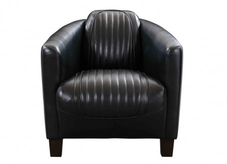 Fauteuil club Barquette Sport - Cuir noir et rouge