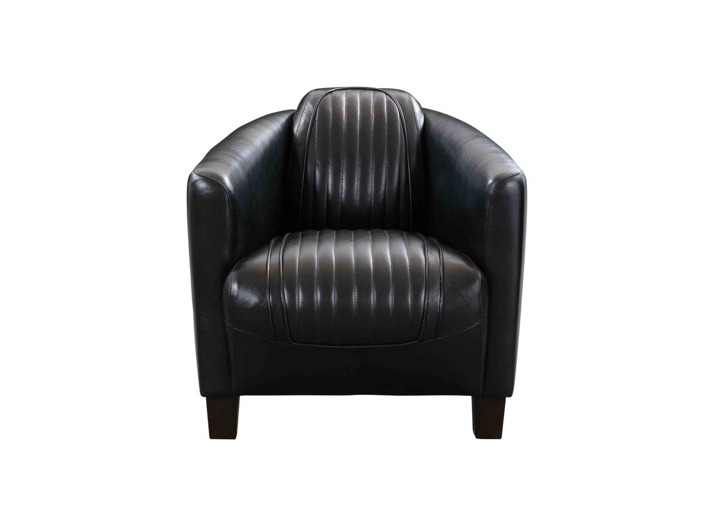 Fauteuil club Barquette Sport - Cuir noir et rouge