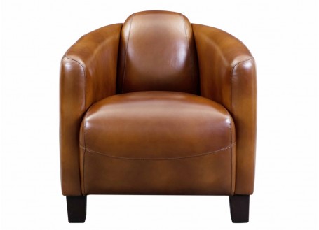 Fauteuil club Barquette - cuir marron