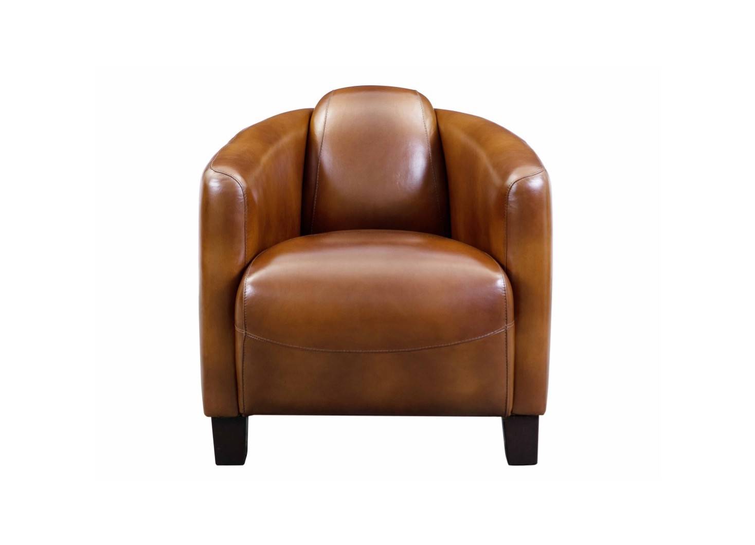 Fauteuil club Barquette - cuir marron vintage