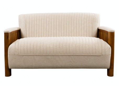 Nuatical style sofa - beige fabric and wood