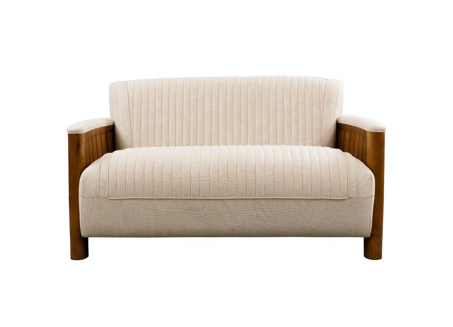 Nuatical style sofa - beige fabric and wood