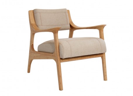 Berfen armchair in beige fabric - blond wood