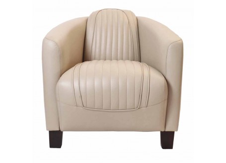 Fauteuil club Barquette Sport - cuir beige