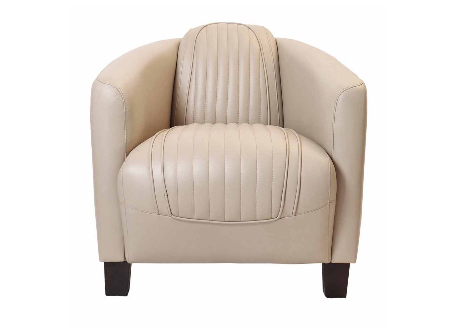 Fauteuil club Barquette Sport - Cuir beige