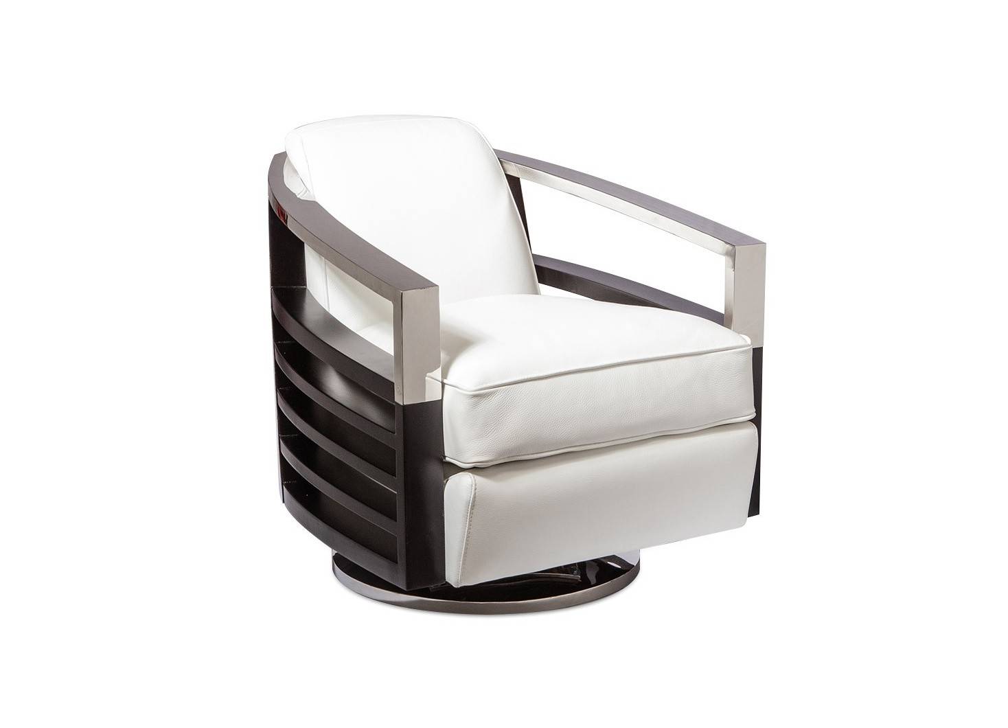 Madison swivel armchair - white leather 
