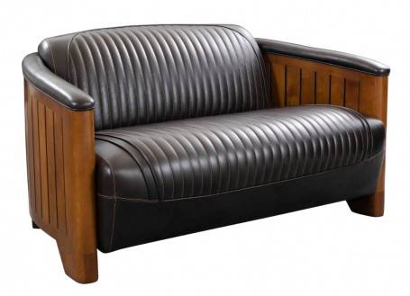 Nautical sofa in dark brown leather