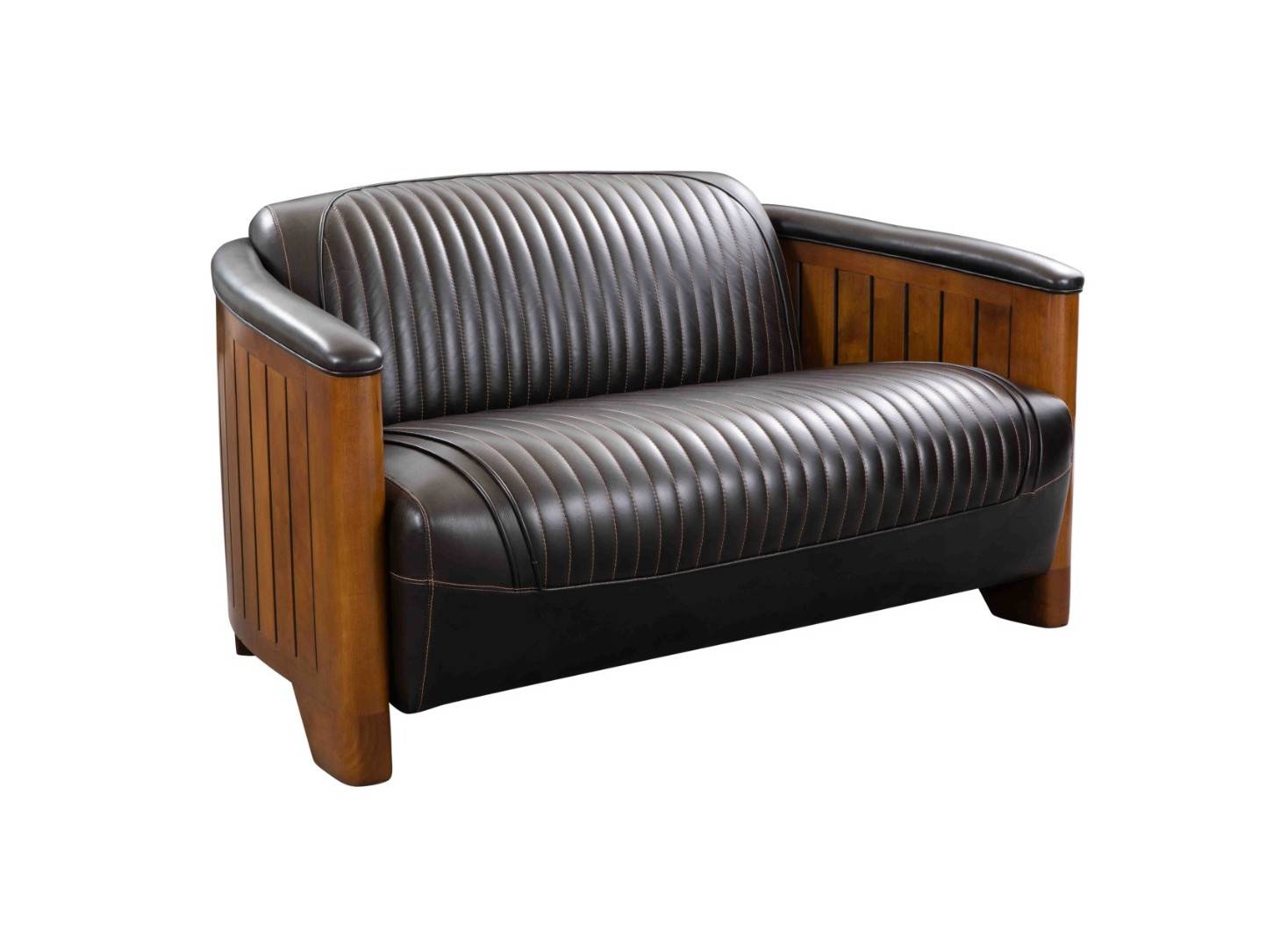 Nautical sofa in dark brown leather