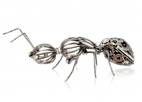 Ant sculpture in motorbike parts