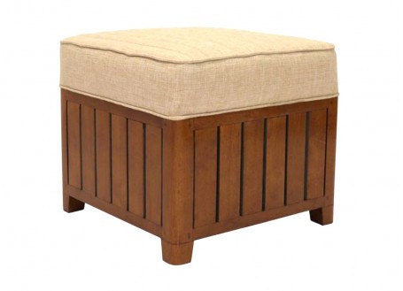 Canoë squared footstool - Beige fabric