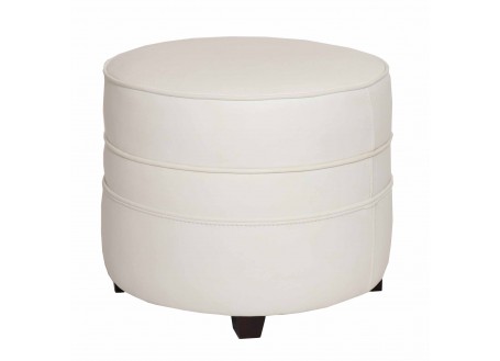 Nogent rounded footstool - White leather