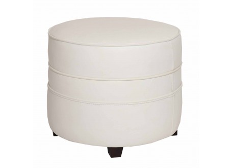 Pouf Nogent - rond / cuir blanc