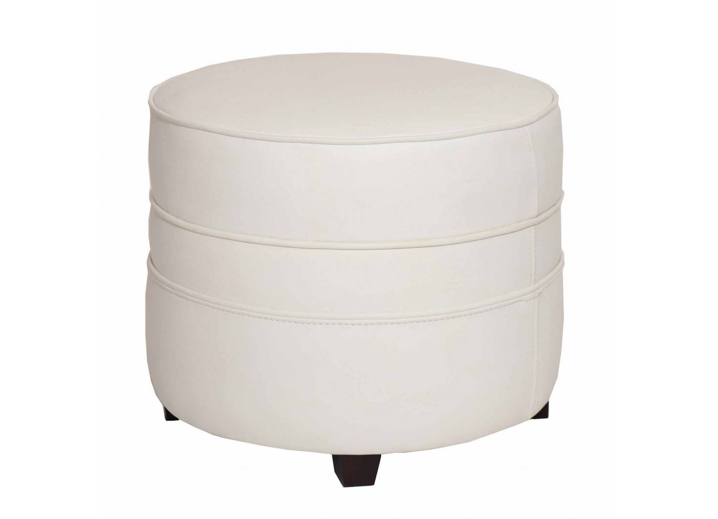 Pouf Barquette rond - Cuir blanc