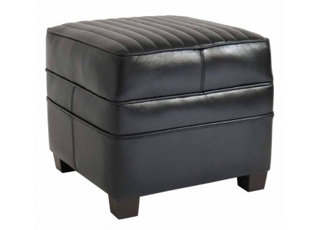 Nogent square footstool - Black leather