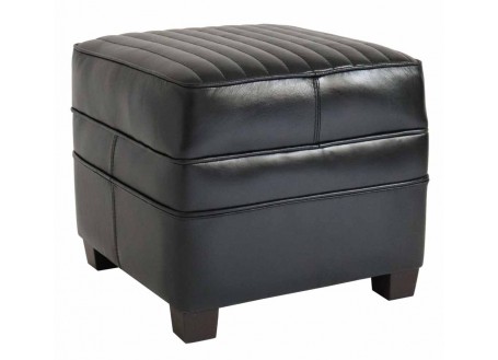 Pouf Barquette carré sport - Cuir noir