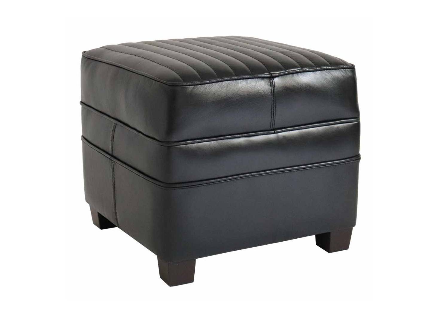 Pouf Barquette carré sport - Cuir noir