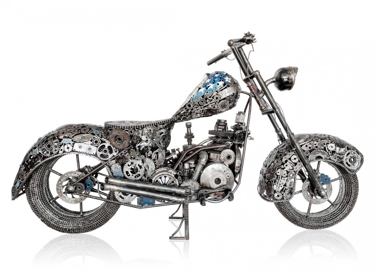 Statuette de moto cross en métal