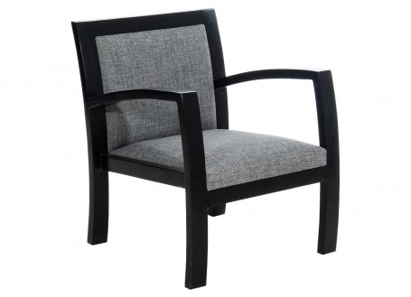 Combo Armchair - Black wood & grey fabric