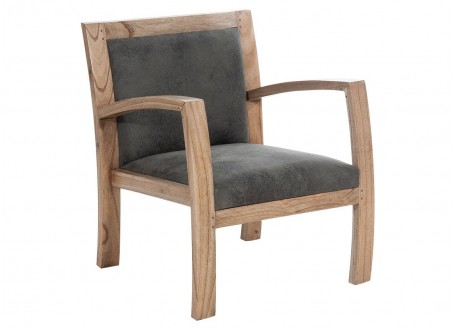 Combo Armchair - Black wood & grey fabric