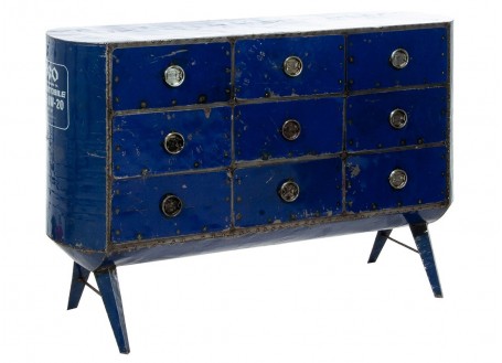 Chest of drawers made in recycled oil can, 9 drawers - Arts & crafts