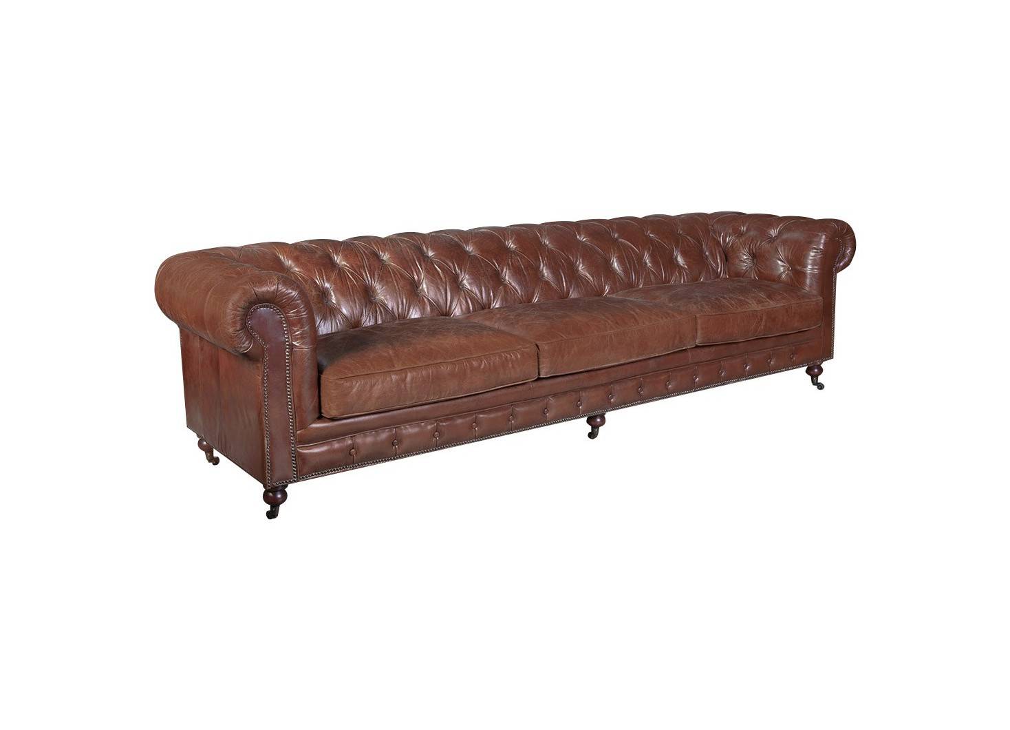 Chesterfield sofa 3,5 seaters - Brown leather