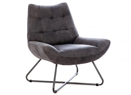 Fauteuil confort Hamilton - Cuir marron et métal