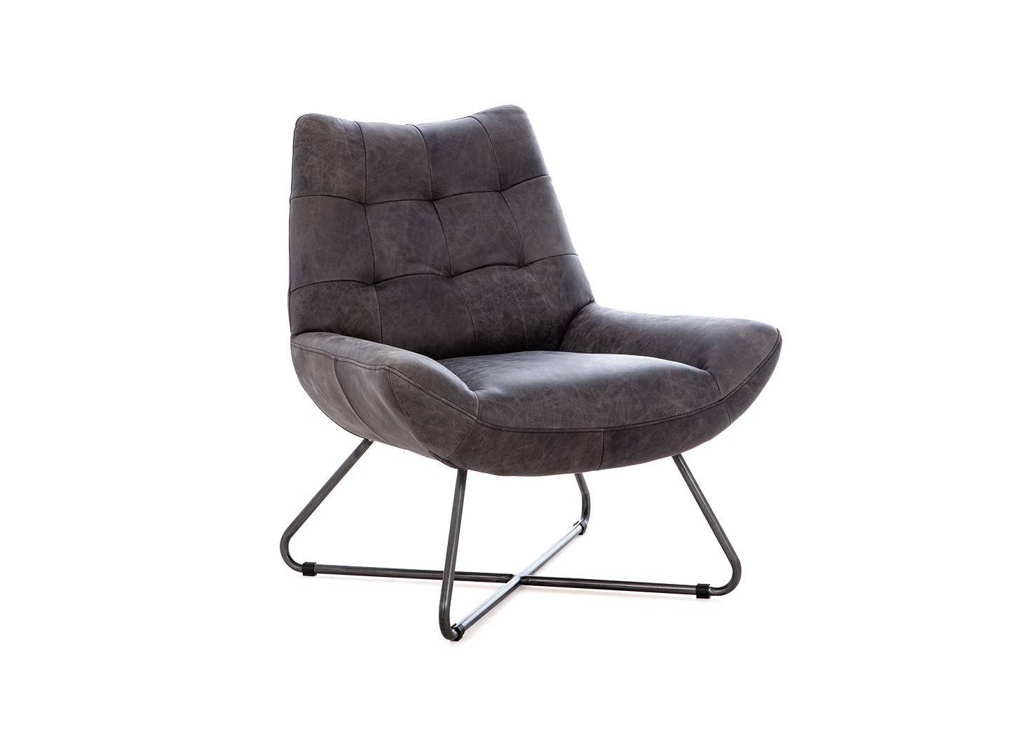 Fauteuil confort Hamilton - Cuir marron et métal