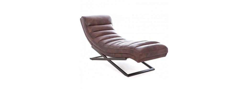 Lounge chair - Brown leather and inox