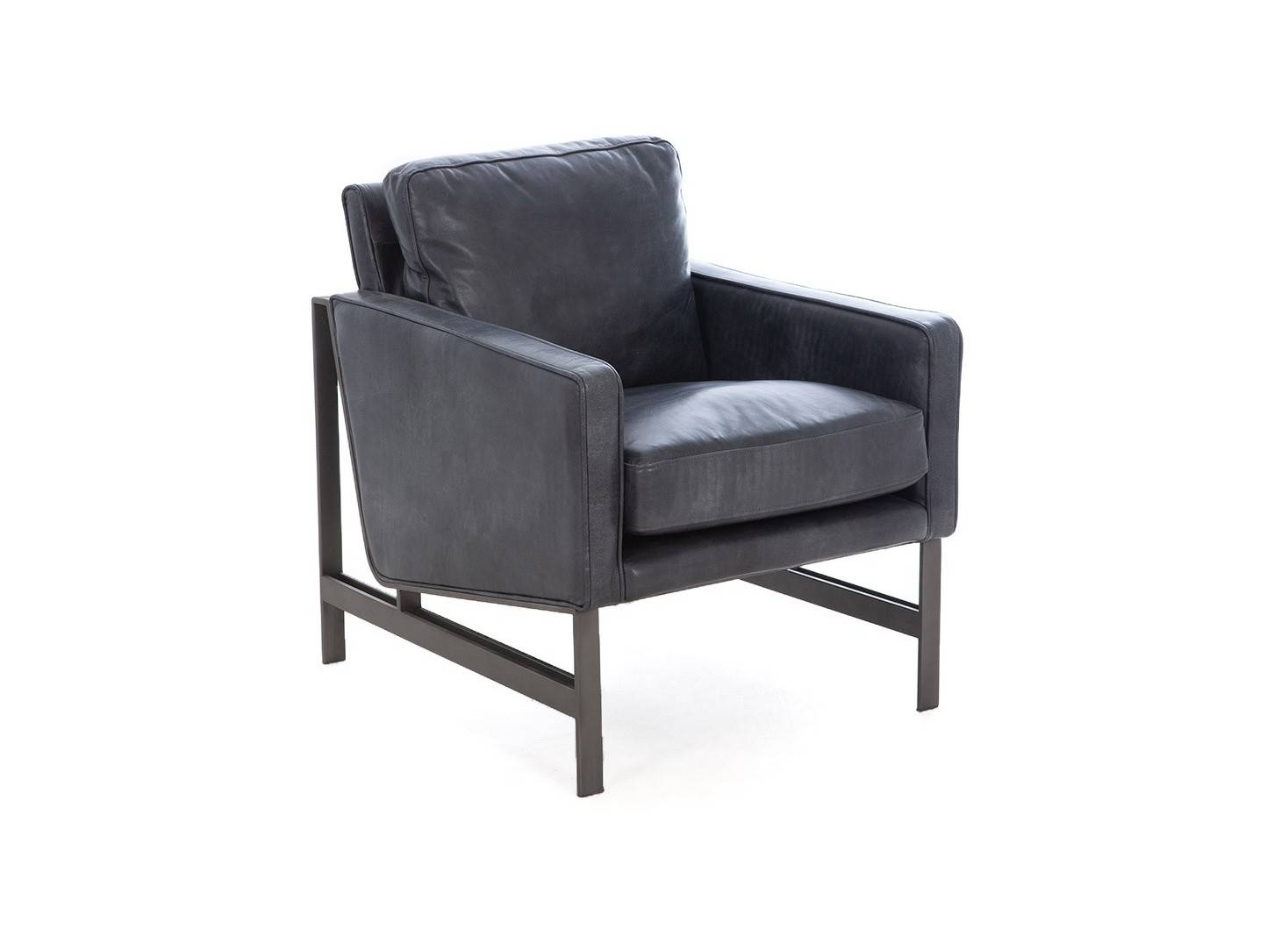 Fauteuil confort Joplin - Cuir noir et métal