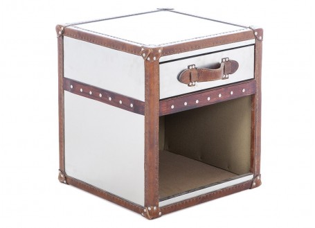 Metal and leather bedside table