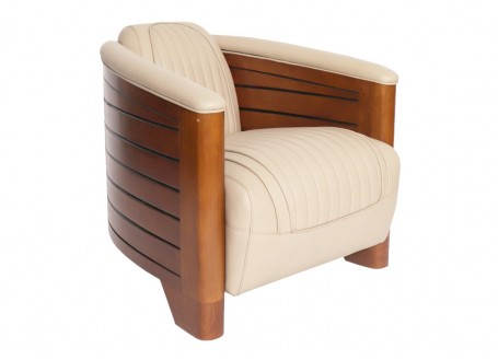 Fauteuil club Pirogue - Cuir blanc