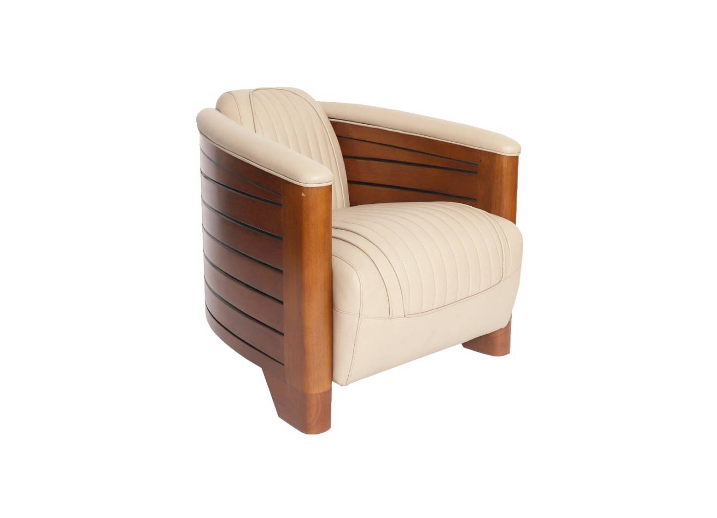 Fauteuil club Pirogue - Cuir blanc