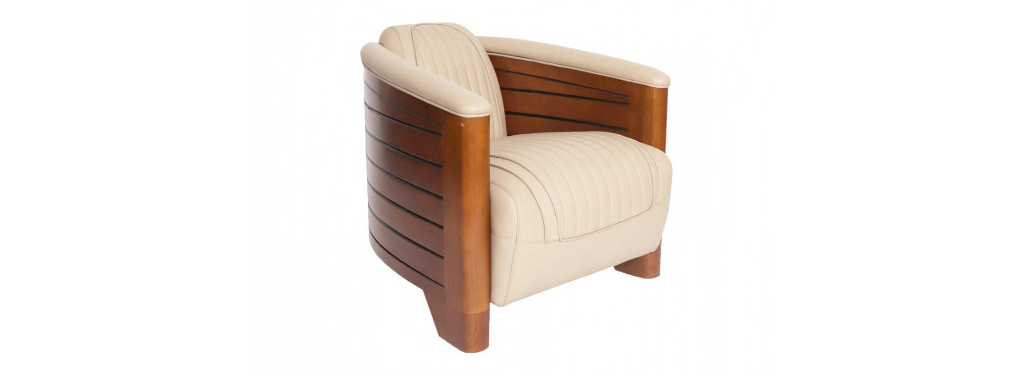 Fauteuil Pirogue - cuir beige