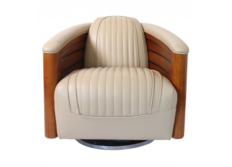 Fauteuil pivotant Nautilus - Cuir beige